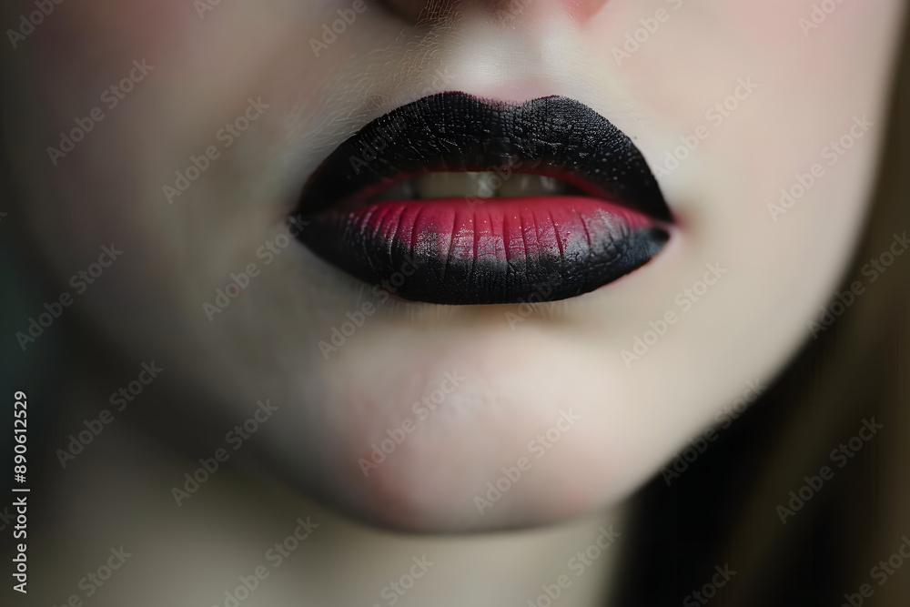 Fototapeta premium Close-up of women's pink lips. Make up.