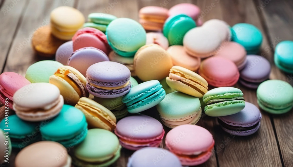 Obraz premium Colorful macaroons as a background. 