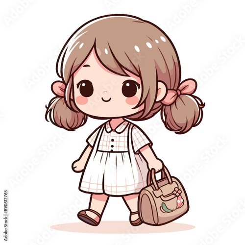 A little girl with a bag