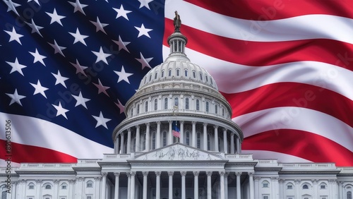 2024 USA presidential elections concept with american flag on background.