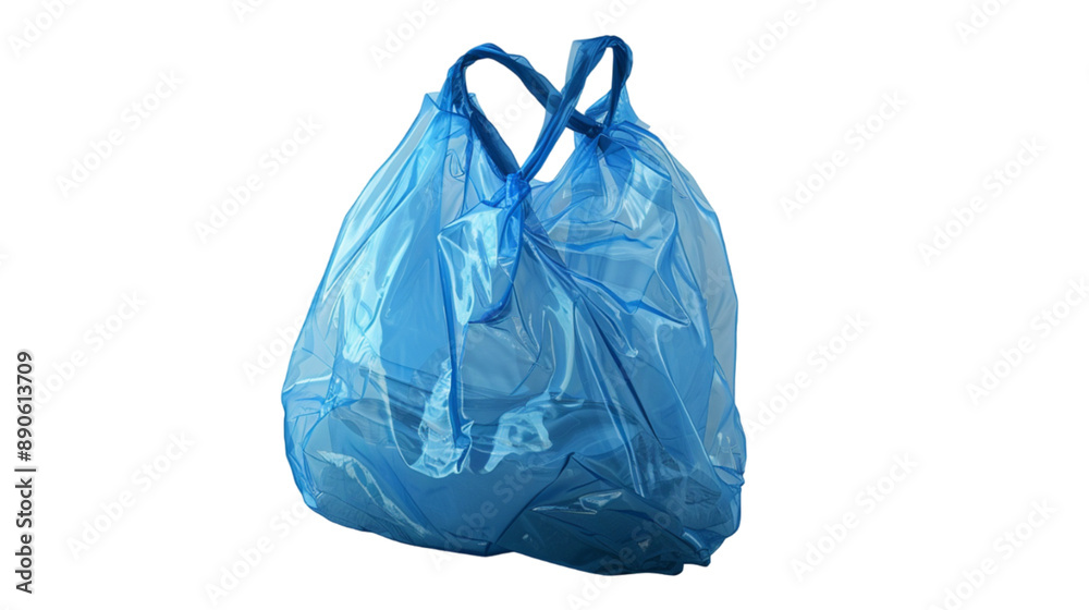 Fototapeta premium 3d render blue plastic bag isolated on transparent background