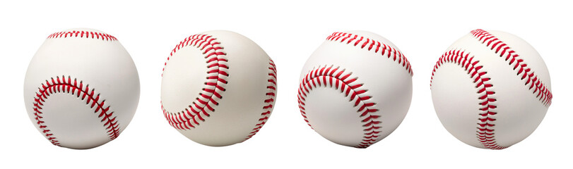 Different angle of base ball isolated on transparent or white background