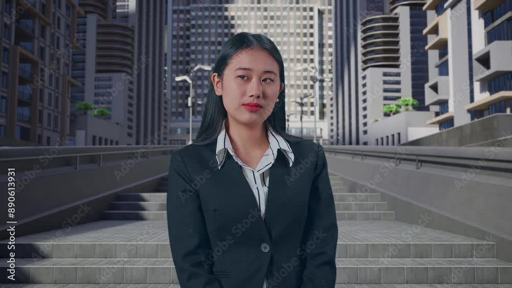 Jealous Asian Business Woman Looking In Urban City Jealous Asian Business Woman Looking In Urban City