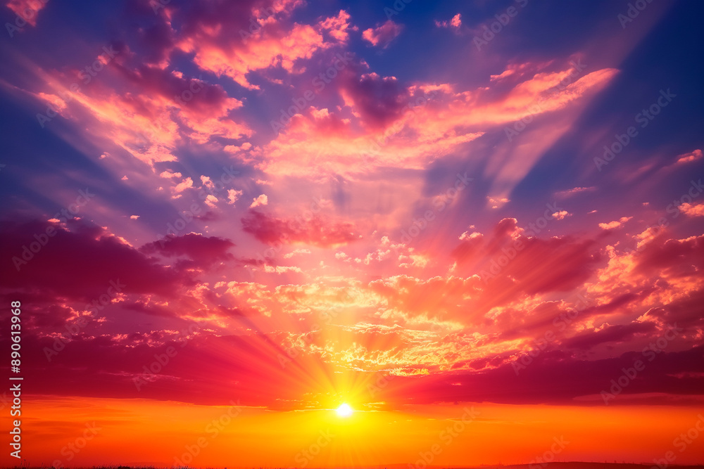 Fototapeta premium beautiful colorful sky with clouds at sunset background