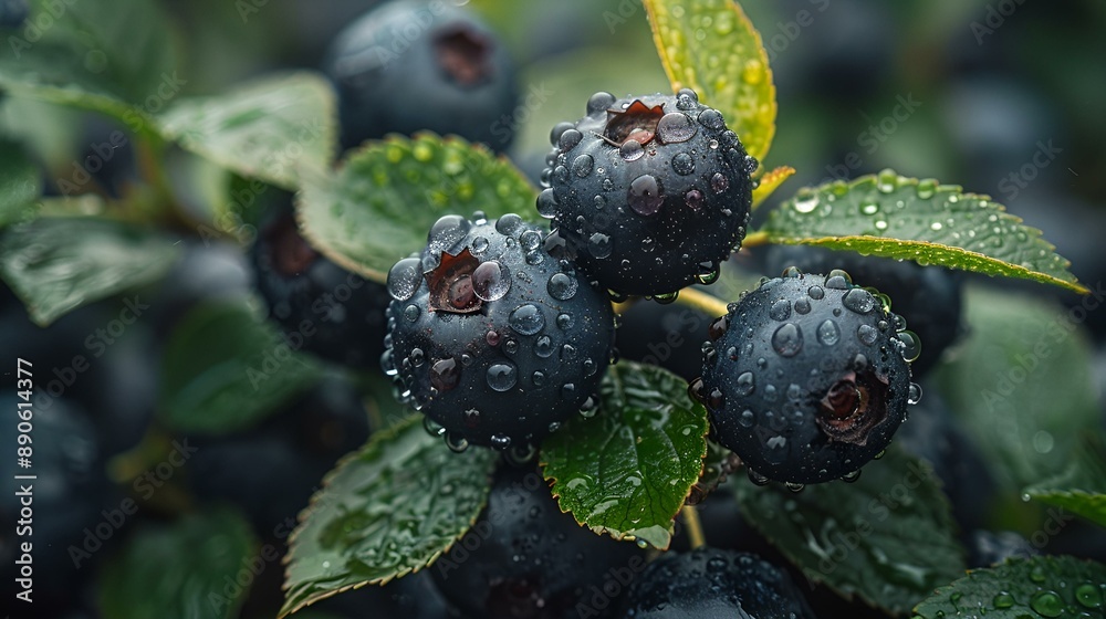 a close up of berries with water droplets on them. a close up of berries with water droplets on them.