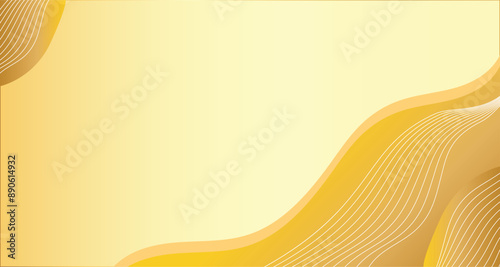 Luxury shiny gold gradient background with golden wave thin line papercut design as graphic resources. Premium 3d abstracts vector bronze gold glowing wallpaper element