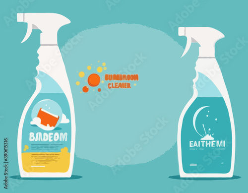 Advertising bathroom cleaner cartoon vector illustration 