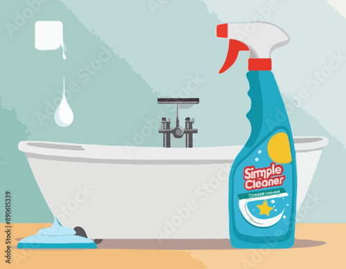 Advertising bathroom cleaner cartoon vector illustration 
