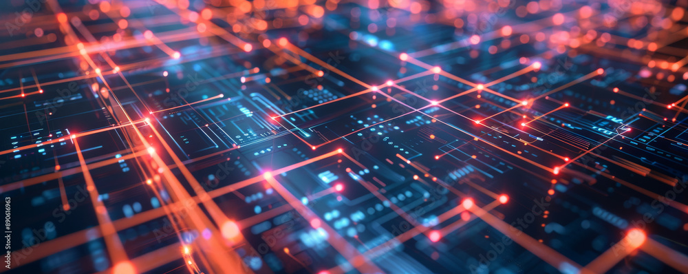 A high-tech illustration showcasing a square grid with intersecting lines and dots, representing modern technological advancements and digital interconnectivity. A high-tech illustration showcasing a square grid with intersecting lines and dots, representing modern technological advancements and digital interconnectivity.