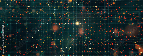 A modern tech illustration showcasing a square grid with lines and dots, representing the intricate networks of contemporary technology.