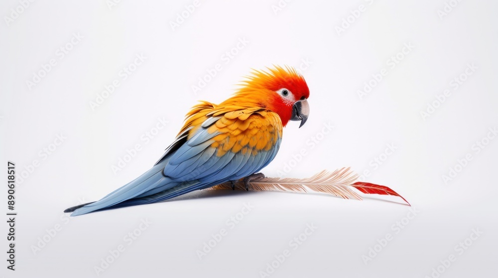 Obraz premium Colorful Parrot with Feather