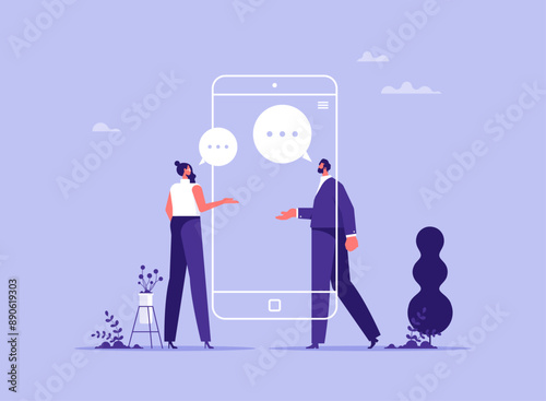 Using modern mobile application for communication concept, people using video chat app on smartphone