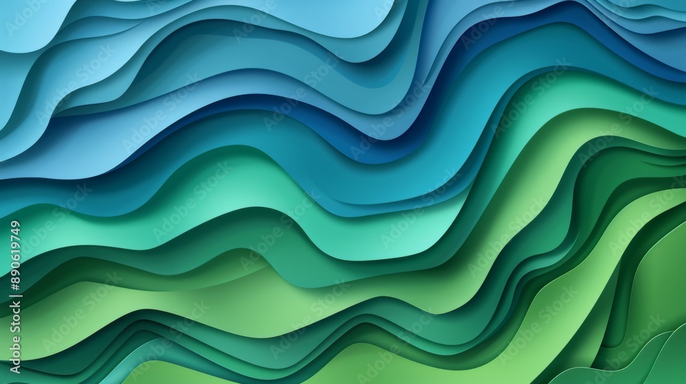 realistic isolated blue and green gradient paper cut layer background for decoration and covering. Concept of geometric abstract design template realistic isolated blue and green gradient paper cut layer background for decoration and covering. Concept of geometric abstract design template