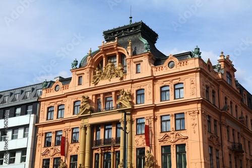 Vaclavske Namesti in Prague city, Czechia. Landmarks of Czech Republic. photo