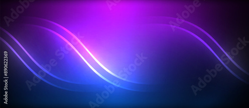 Neon glowing circle rays, light round lines in the dark, planet style neon wave lines. Energetic electric concept design for wallpaper, banner, background