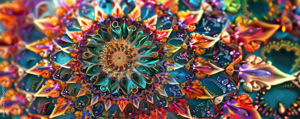 A mandala design based on the Fibonacci sequence, with intricate details and vibrant colors creating a symmetrical and harmonious pattern. A mandala design based on the Fibonacci sequence, with intricate details and vibrant colors creating a symmetrical and harmonious pattern.