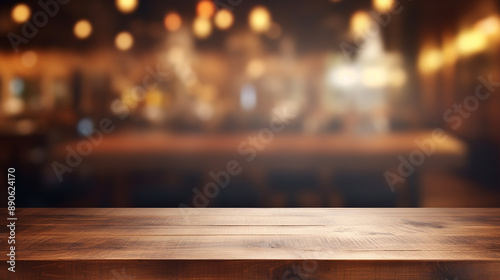 Wood Table Top in Restaurant Cafe © vista