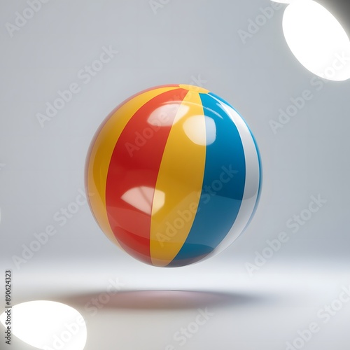 Beach ball 3D ball isolated on white. 3D rendered illustration.