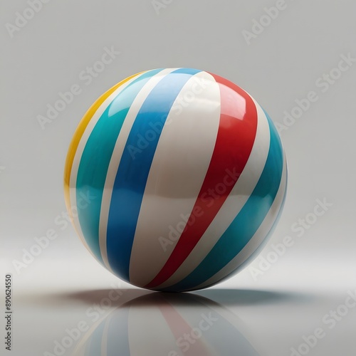 Beach ball 3D ball isolated on white. 3D rendered illustration.