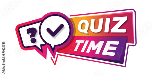 Quiz time logo. Quiz time label with question mark. Quiz time emblem for business, marketing and advertising. Vector illustration.