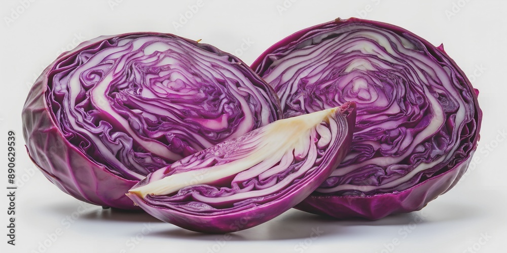 Cut red cabbage on white background Generative By AI Cut red cabbage on white background Generative By AI