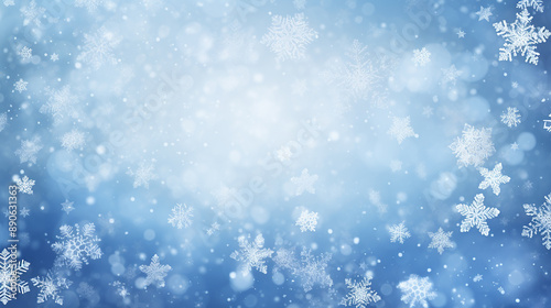Christmas Background with Blue Snowflakes Winter © vista