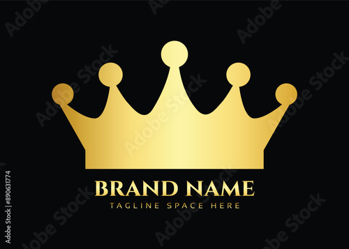 golden crown brand company logo illustration