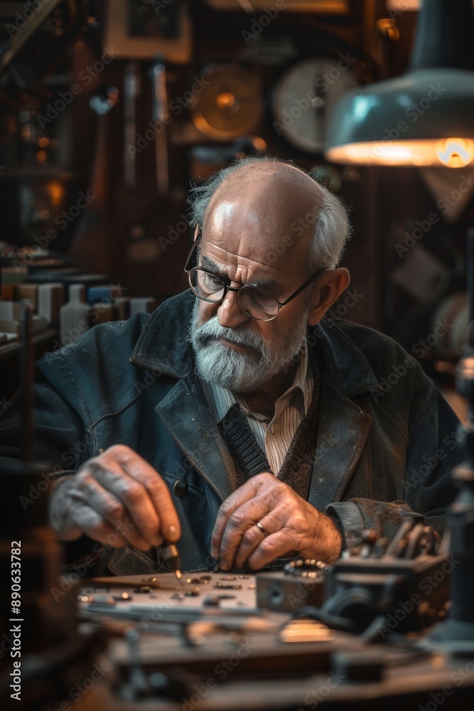 Ultra sharp photo of a goldsmith meticulously shaping a jewelry piece his workshop Ultra sharp photo of a goldsmith meticulously shaping a jewelry piece his workshop