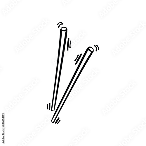 Asian Chopstick, Japanese and Chinese Food Stick Icon Doodle Illustration