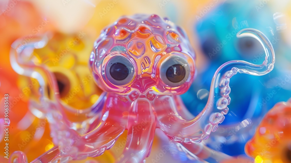 A brilliantly crafted colorful glass octopus with intricate and detailed tentacles, capturing the essence of creativity and artistic craftsmanship in close-up view. A brilliantly crafted colorful glass octopus with intricate and detailed tentacles, capturing the essence of creativity and artistic craftsmanship in close-up view.