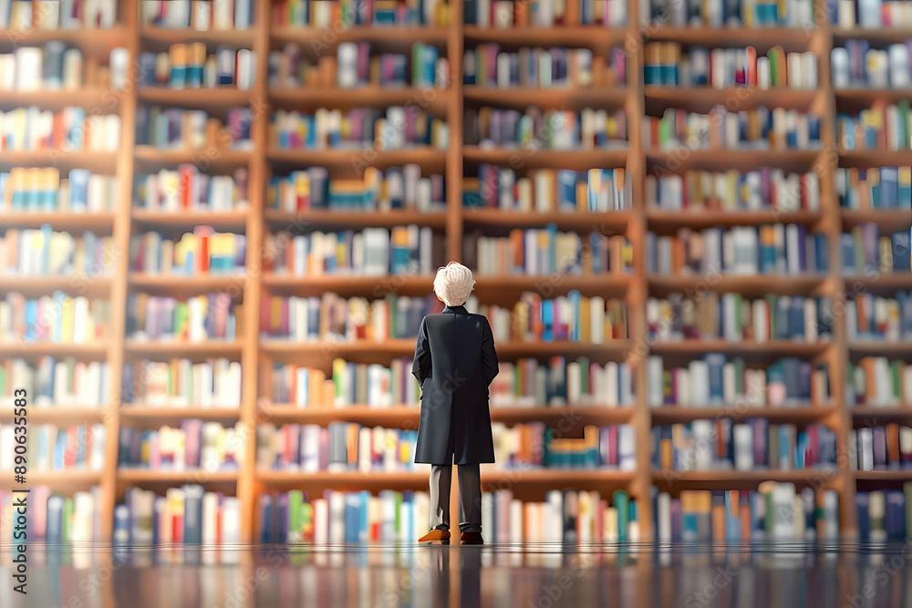 Developing yourself and continuing to acquire knowledge, learning future skills, goal setting and success, person in the library Developing yourself and continuing to acquire knowledge, learning future skills, goal setting and success, person in the library