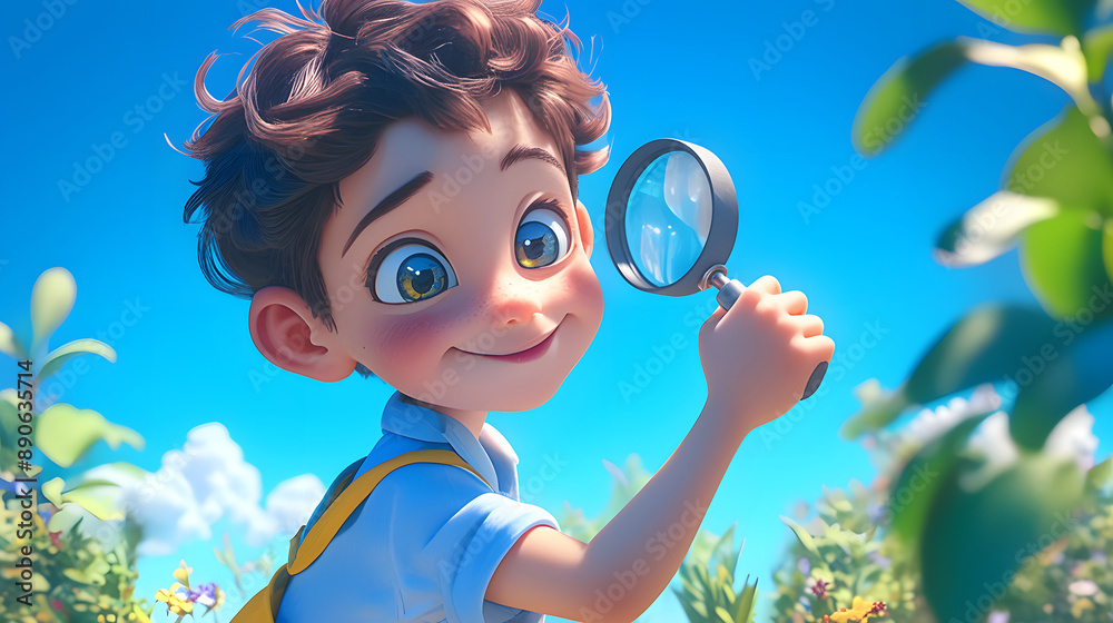 © SIMANG - Adventure boy holding a magnifying glass, curious and eager to learn
