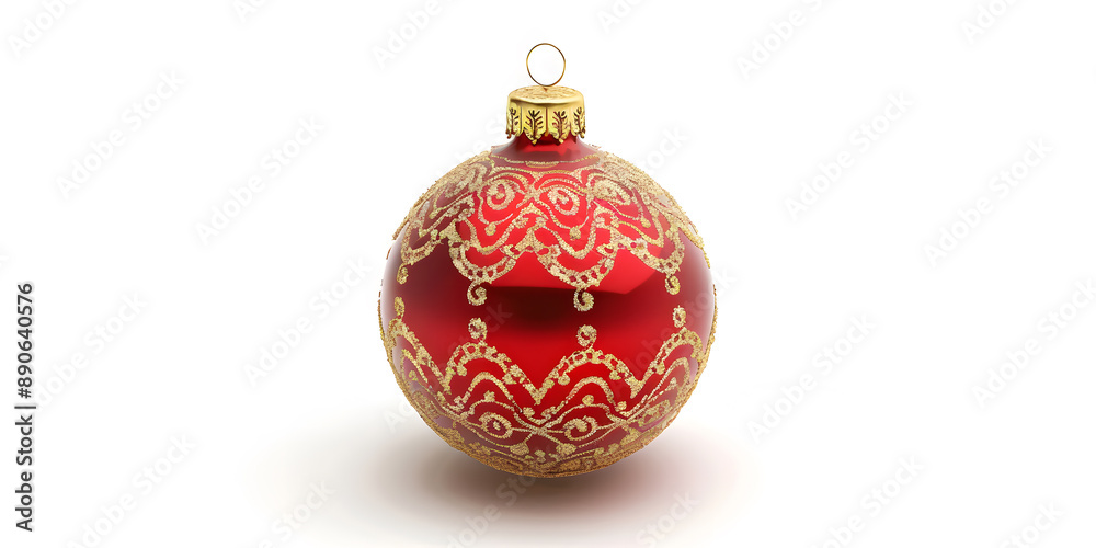 Detailed and Realistic View of Christmas Baubles Against a White Background