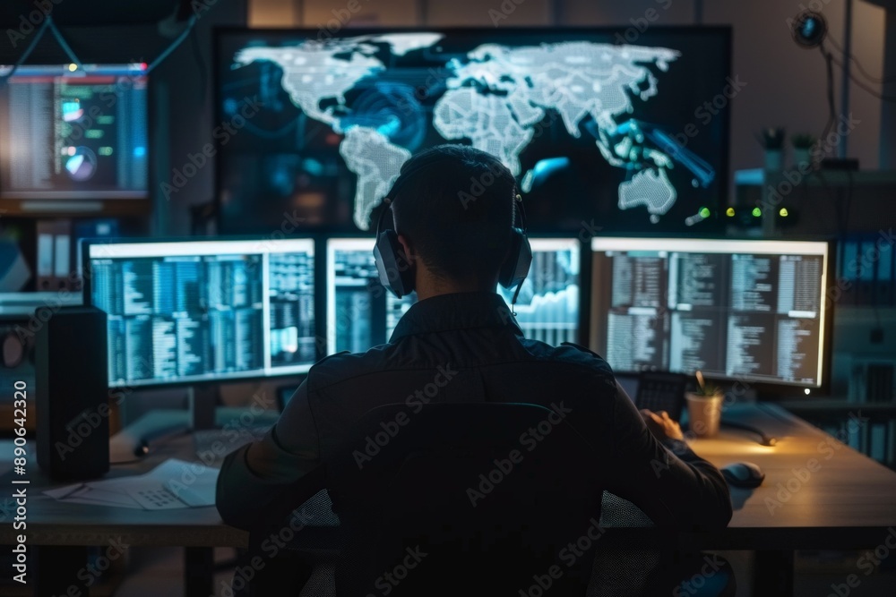 cybersecurity expert analyzing data cybersecurity expert analyzing data