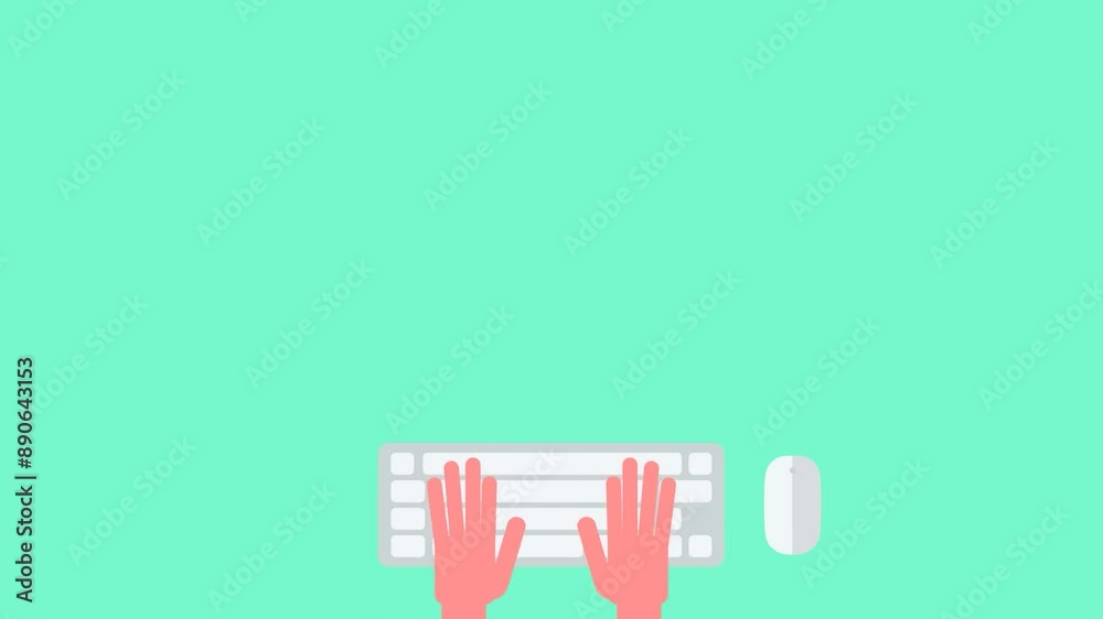 Keyboard typing animation on green screen. Computer device and user hands. Technology and business concept. Work at office or search process. Programmer, blogger, freelancer, designer. Keyboard typing animation on green screen. Computer device and user hands. Technology and business concept. Work at office or search process. Programmer, blogger, freelancer, designer.