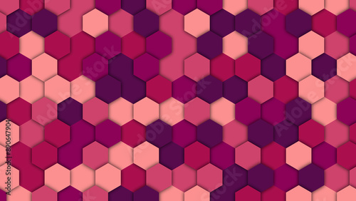  Abstract background hexagonal pattern in shades of red and brown, geometric design, modern art, digital illustration.