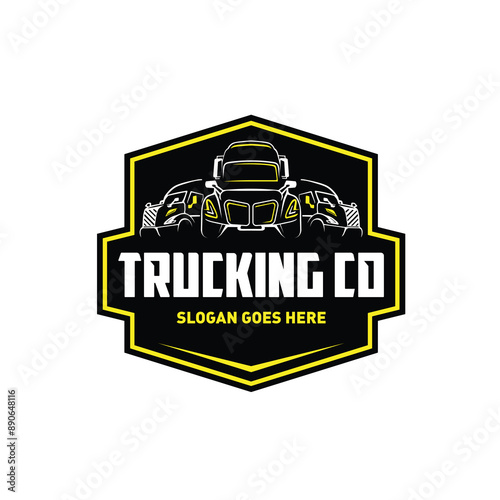Trucking company logo. Bold badge emblem logo concept