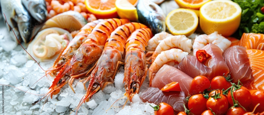 Fresh Seafood Display on Ice Fresh Seafood Display on Ice