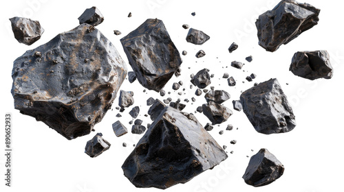 Black rocks on transparent background or PNG file.