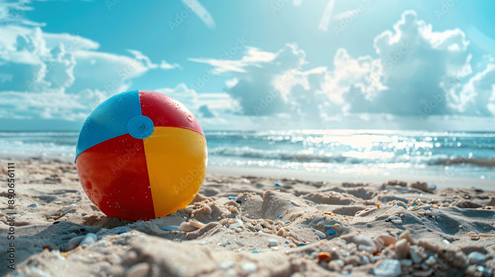 Beach ball floating on luxury swimming pool summer holidays background copy space Beach ball floating on luxury swimming pool summer holidays background copy space