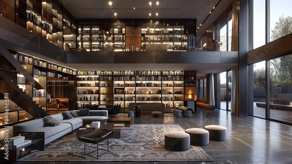 a beautiful library with a beautiful collection of books, a place where you can read and study in peace. AI generated image a beautiful library with a beautiful collection of books, a place where you can read and study in peace. AI generated image