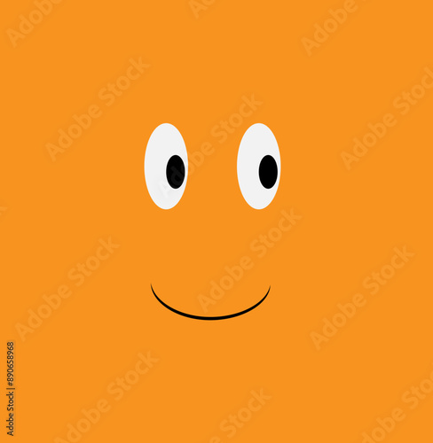 
A smiley face on an orange background is smiling