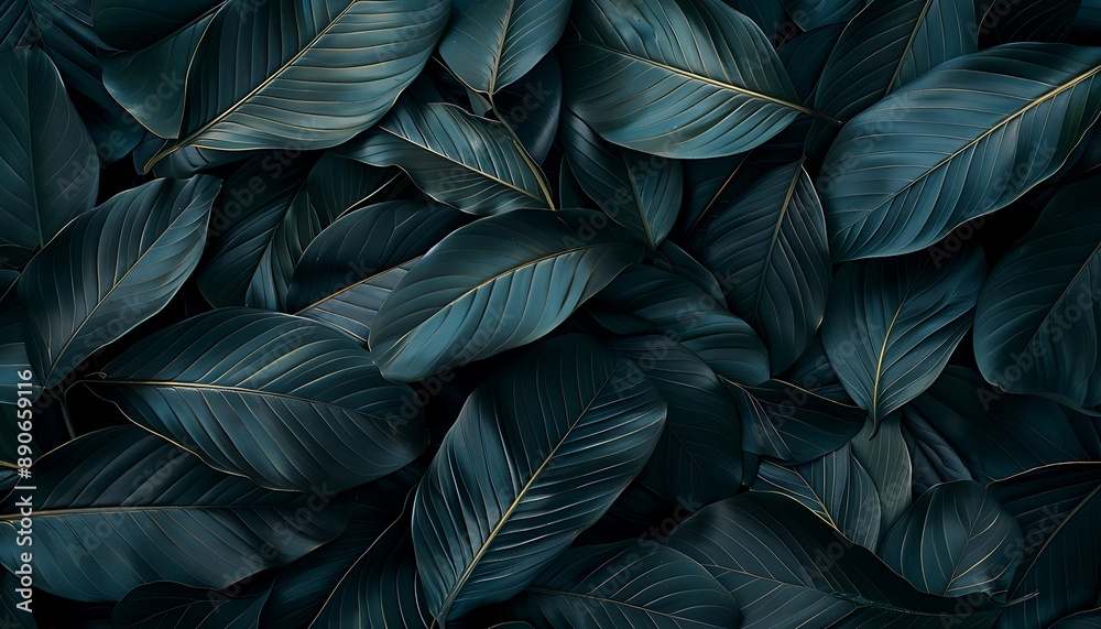 Abstract Pattern of Dark Green Tropical Leaf Foliage, Nature Background Abstract Pattern of Dark Green Tropical Leaf Foliage, Nature Background