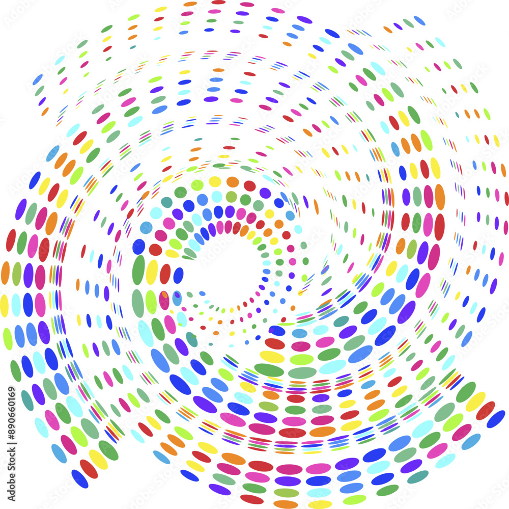 Obraz premium gradient swirling spiral of various colored dots, speed concept