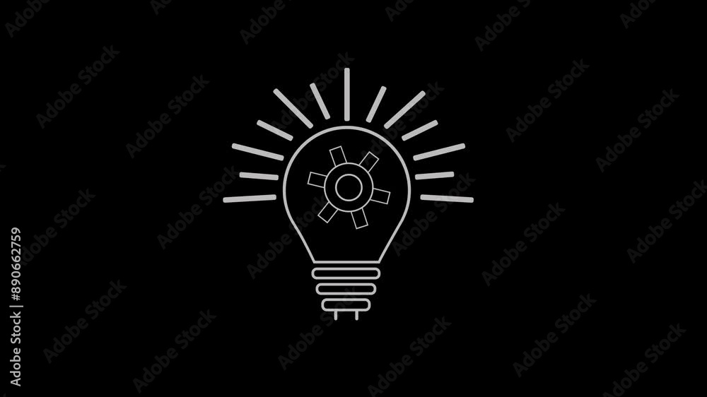 Strategy icon animated video. strategy transparent sign. business and bulb icon. thin symbols or lined elements in outline style. 2d animated video clip. 4k size without background.