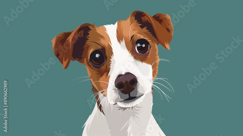 Jack russell terrier dog in flat vector art cartoon style illustration