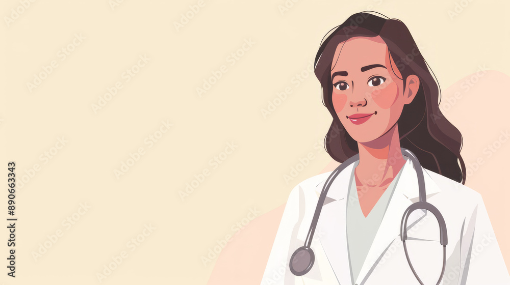 Female doctor cartoon character in flat vector art style illustration Female doctor cartoon character in flat vector art style illustration