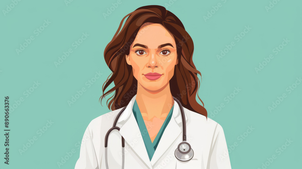 Female doctor cartoon character in flat vector art style illustration Female doctor cartoon character in flat vector art style illustration