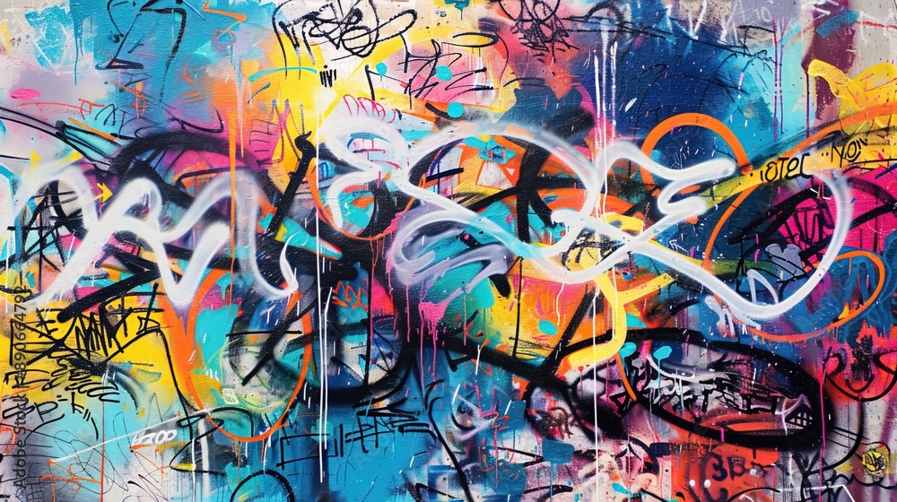 Fototapeta premium bright street graffiti on the wall, street art