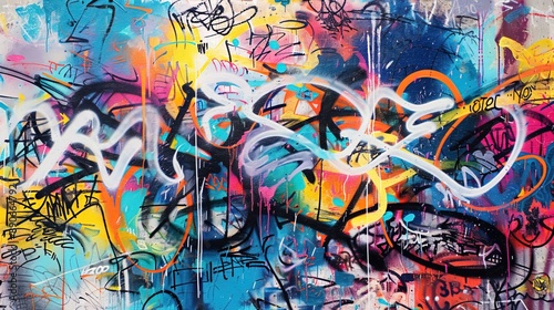 bright street graffiti on the wall, street art